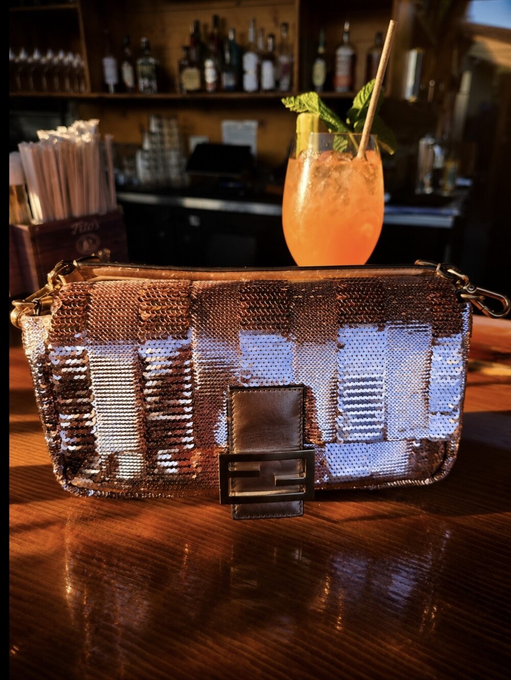 RARE FENDI SEQUIN BAGUETTE ✨ ROSE GOLD